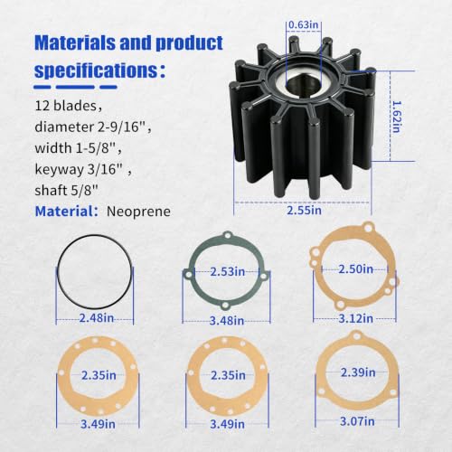 10615K-SHW 12 Blade Impeller Kit Replacement for Sherwood 10615K