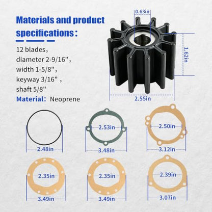10615K-SHW 12 Blade Impeller Kit Replacement for Sherwood 10615K