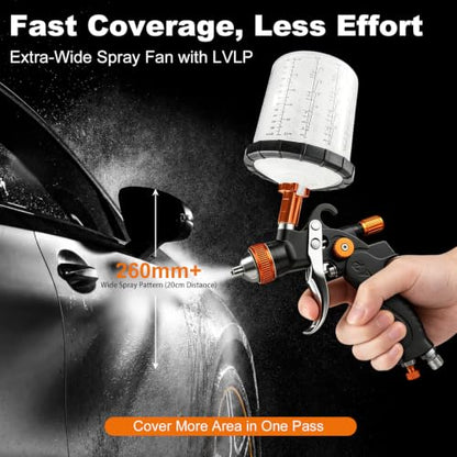 HVLP Air Spray Gun Dual-Cup Set, 1.4/1.7/2.0/2.5mm Nozzles, Professional-Grade Automotive Paint Spray Gun