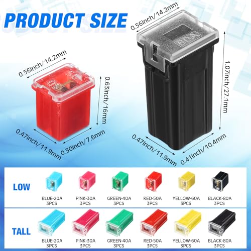DaisyInner 36 Pcs Car Fuse Assortment Kit Fuse and Puller Plier Relay with Small Fuze Remover Tool and 10 Pcs 30/40 Amp 5-pin 12v Relay Car Fuze Puller(Classic Color,Low and Tall) - color: Classic Color