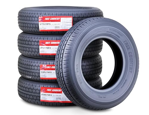 FREE COUNTRY HD Trailer Tires ST205/75R15 10PR LRE 111N w/Scuff Guard, Set5 - size: Set of 5