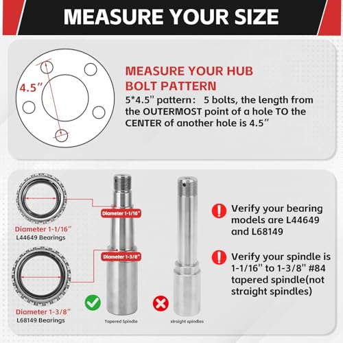 2 Sets 3500 lb 5 Lug Boat Trailer Hub, 5 on 4.5" Trailer Idler Hub Kit