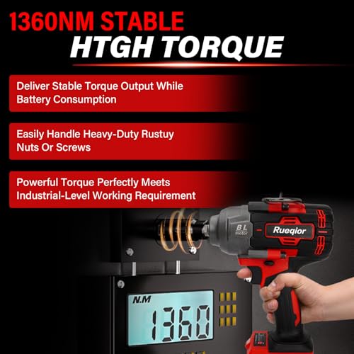 Cordless Impact Wrench 1/2" Compatible with Milwaukee 18V Battery - color: Red 1360n 1/2in