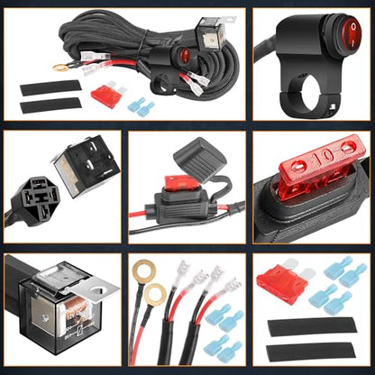 Wiring Harness 2 Lead, Nirider Motorcycle Handlebar Switch 12V 40A Relay Fuse Nylon Wiring Harness Kit for LED Light Bars Fog Lights Driving Lights LED Pods for Motorcycle ATV Dirt Bike Snowmobile