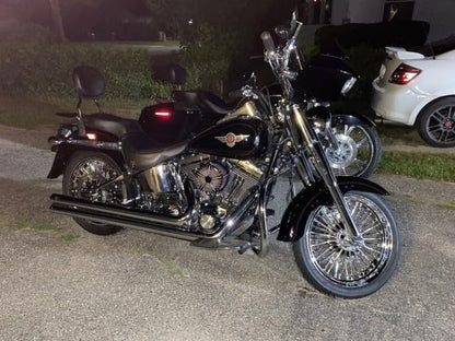 TOFR 18x3.5 18x3.5 Chrome Fat Spoke Wheels For Harley Softail Chopper 00-22 - color: Chrome, size: Front:18x3.5 Rear:18x3.5