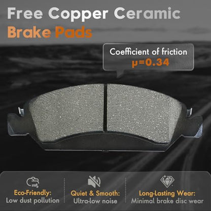 Betthand Front Brakes and Rotors Fit for 14-18 Chevy Silverado, 15-20 Tahoe - size: Front 12.99''