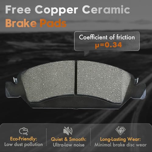 Betthand Front Brakes and Rotors Fit for 14-18 Chevy Silverado, 15-20 Tahoe - size: Front 12.99''
