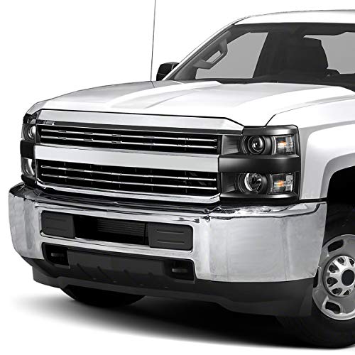 DNA MOTORING Black Housing Projector Headlights Compatible with 15-19 Silverado 2500 HD 3500 HD, HL-OH-CSIL15-BK-CL1 - color: Black Clear