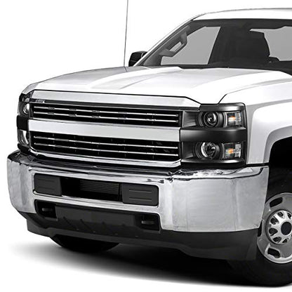 DNA MOTORING Black Housing Projector Headlights Compatible with 15-19 Silverado 2500 HD 3500 HD, HL-OH-CSIL15-BK-CL1 - color: Black Clear
