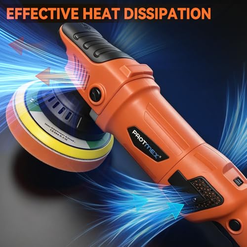 1200W 6" Rotary Buffer, 2500-6000RPM, Detach Handle, Car/Boat Sand & Wax - color: Orange & Black