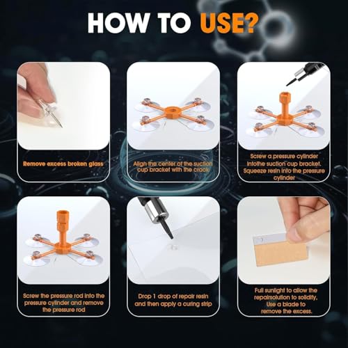 Windshield Chip Repair Kit, 2026 Car Windshield Repair Kit with Suction Cup Stand, DIY Auto Glass Repair Tools for Quick-Fix Bulls Eye Crack & Rock Chip, 2 Packs