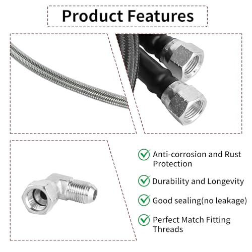 MuHize 70 Inch AN-6 Transmission Cooler Line Kit Stainless Steel Braided - size: 70 Inch-Black