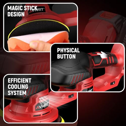 Updated 6 Inch Cordless Car Buffer Polisher with 2x4.0Ah Batteries - size: 6.03 Inch