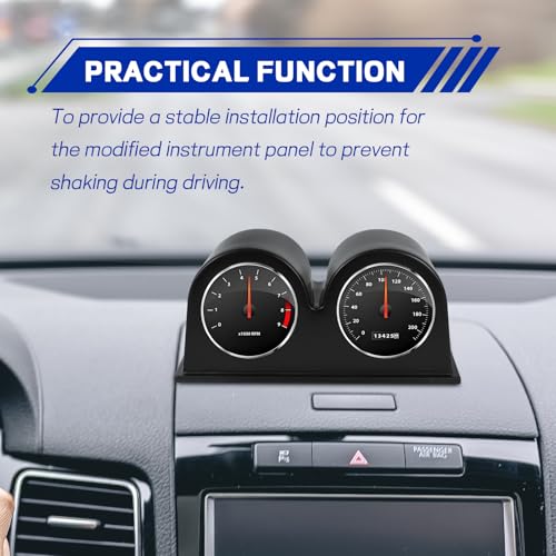 wuyaoyao Universal 2" 52mm Dual Hole Dash Gauge Pod Holder, Black - color: Black, size: 2-Hole