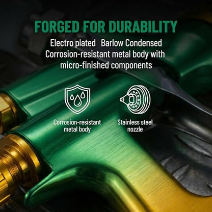 HVLP Air Spray Gun Kit 1.3mm, Professional Automotive Paint Sprayer - color: Green-golden, size: 1.3mm