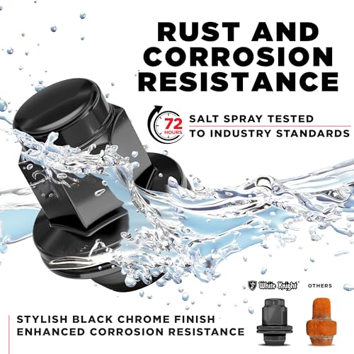 White Knight M14 x 1.50 Thread Lug Nut for Toyota Land Cruiser/Sequoia/Tundra, Lexus LX570 / LX470, Solid Piece (Black Chrome) Factory Style Duplex Long Mag with Washer, 5309DLBK-24AM (24 Pack) - color: Black, style: 24 Pack