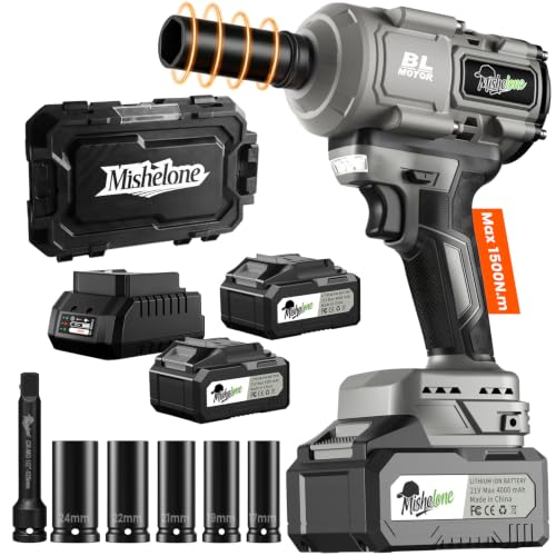1/2" Cordless Impact Wrench, 1500N.m Brushless High Torque Impact Gun - color: Grey