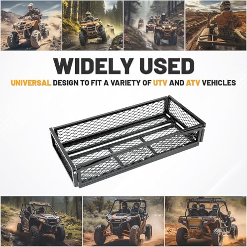 KUAFU ATV UTV Cargo Basket Luggage Carrier Storage Rack Compatible with TRX - size: Front