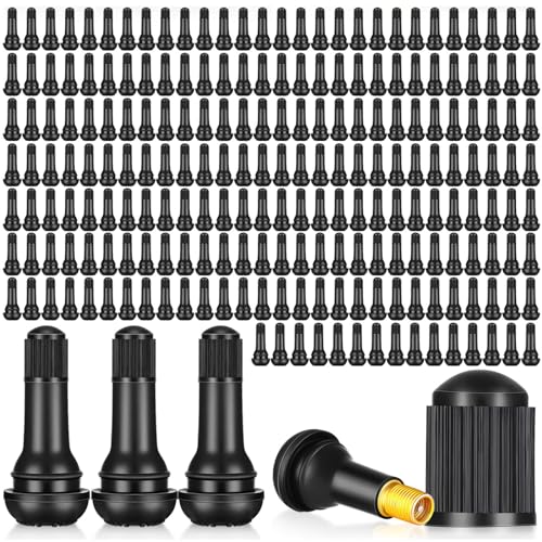 Tallew 500 Pieces TR413 Tire Valve Stems, Rubber Snap-in Tubeless, Black