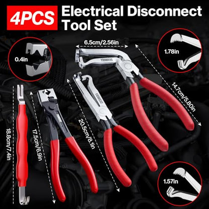 10 PCS Electrical Disconnect Pliers Fuel Line Disconnect Tool Kit, Hose Clamp Pliers Set with Snap Ring Pliers, Trim Removal Tools, Hose Removal Tool for Auto Repair - size: 10