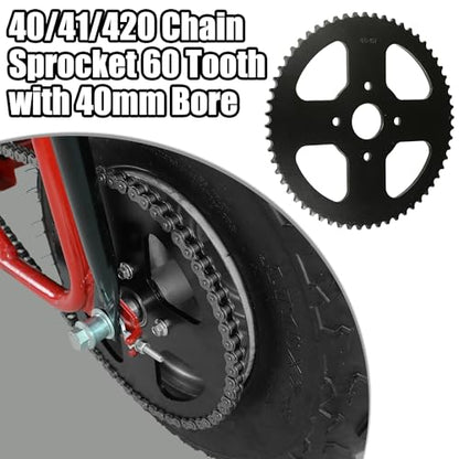 YOXUFA Mini Bike Sprocket 60T with 420 Chain 90 Links Compatible with Coleman CT200U BT200X CT200U-EX Baja Warrior Massimo TrailMaster MB200 Axis M200 Predator 212 196cc 200cc 6.5hp Powersports Parts - color: black