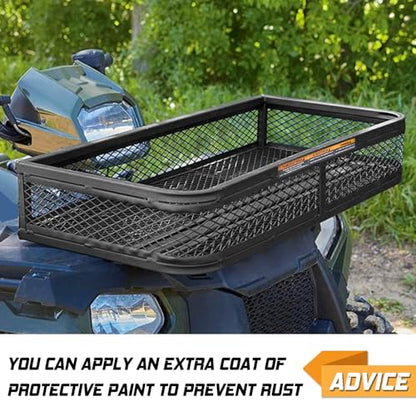 ORCISH Heavy Duty ATV Front Cargo Basket, Steel Mesh Rack with Mounting Kit - size: 36" L