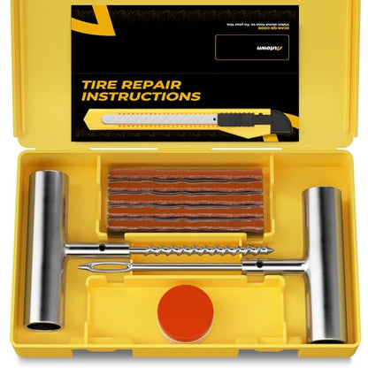 AUTOWN Flat Tire Repair Kit 15pcs, Heavy Duty Tire Plug Kit to Fix Puncture