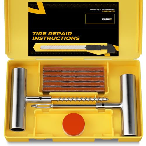 AUTOWN Flat Tire Repair Kit 15pcs, Heavy Duty Tire Plug Kit to Fix Puncture