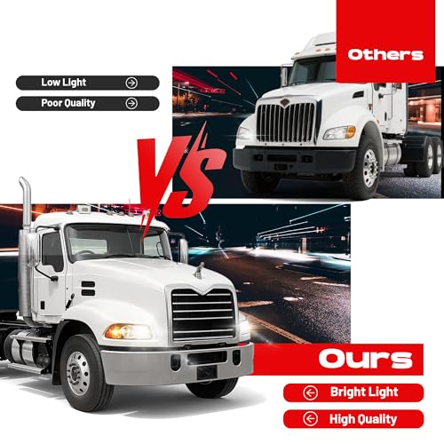 HECASA Headlight Compatible with 1998-2018 Mack CX CXN CXU GU4 GU5 GU7 GU8 - color: Clear Lens+Chrome Housing, size: Pair