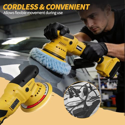 Polisher for Car Detailing to 5500Rpm (Yellow, Upgraded Version) - color: Yellow, Upgraded Version