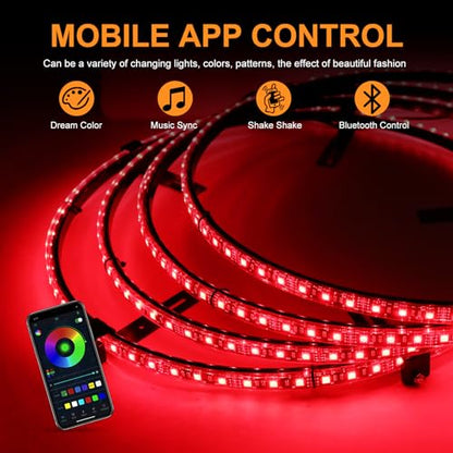 DREAMIZER Wheel Lights,4PCS 15.5" Dream Color Chasing Dancing Flow Brightest Led Rim Wheel Ring Lights W/Turn Signal and Braking Function Controlled by Remote and App Bluetooth for Truck/Car/ATV/UTV - size: 15.5inch