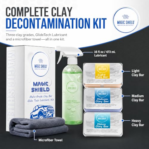 Magic Shield Car Clay Bar Kit with Lubricant Spray, 3 x 100 g - size: Triple clay bars w/ spray