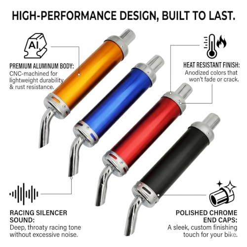 BADASS SHARKS 28mm Motorcycle Exhaust Muffler for 2 Stroke Dirt Bike Black - color: Ruby Red