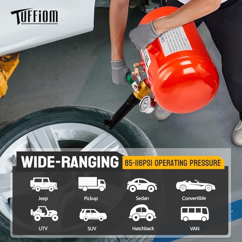 TUFFIOM 18.9L(5갤런) 에어 타이어 비즈 블래스터 시터, 압력 게이지 및 핸들 포함, 휠 시트 도구 팽창기 탱크, 트럭 ATV용, 85-116PSI 작동 압력용, 레드 - color: 레드