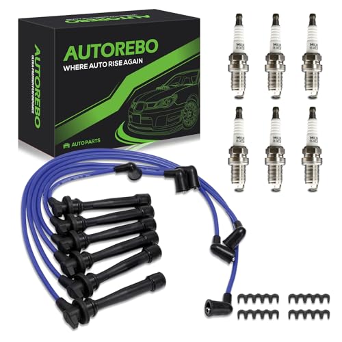 Set of 6PCS Ignition Spark Plug Wires 671-6220 3878 RC-XX91 & 6 Iridium Spark Plugs Set Compatible with Hyundai Tiburon Santa Fe Sonata Kia Magentis Optima 2.5L 2.7L V6# 55803 27501-37B00 27501-37A00 - size: 3878