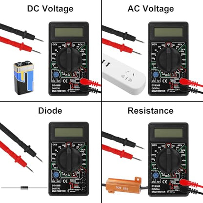 DT-830D Digital Multimeter with Buzzer Square Wave Output Voltage Ampere Ohm Tester Probe DC AC LCD Overload Protection