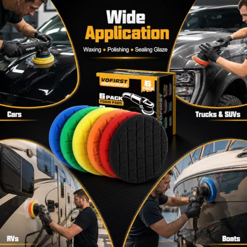 8 Pcs Buffing Polishing Pads, 6.5 Inch Polishing Pad, Compound Buffing Sponge Pads & Woolen Pads Cutting Polishing Pad Kit for Car Buffer Polisher - size: 6.5 - Inch