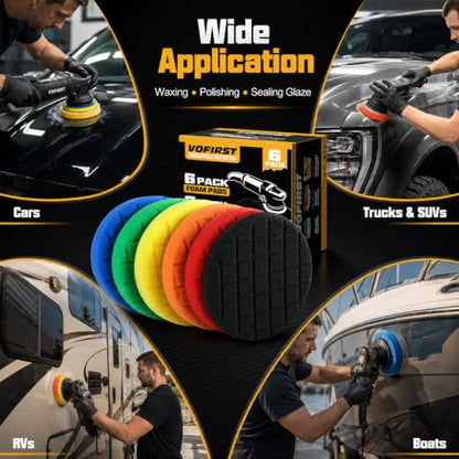 8 Pcs Buffing Polishing Pads, 6.5 Inch Polishing Pad, Compound Buffing Sponge Pads & Woolen Pads Cutting Polishing Pad Kit for Car Buffer Polisher - size: 6.5 - Inch
