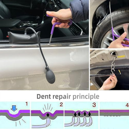 Rods Dent Removal Kit, 30 Pcs Paintless Dent Repair Rods, Special Manganese Steel, Professional Hail Dent Removal Tool for Minor Dents, Door Dings and Hail Damage
