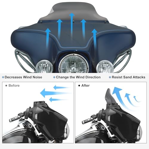 Rich Choices 8" Smoke Motorcycle Black Wave Windshield Windscreen Compatible with 1996-2013 Harley Davidson Street Glide Electra Glide Ultra Classic Touring FLHT FLHTC FLHX Tri Glide - color: Smoke, size: 8inch