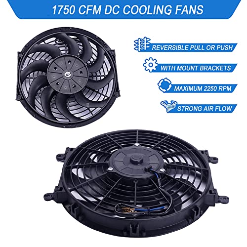 12" Inch Electric Radiator Fan 12V Universal Cooling Fan 80W Mount Kit High Performance Radiator Assembly Kit - style: 12" Curved