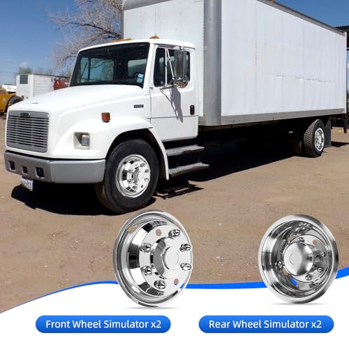 hightall 19.5“ Wheel Simulators 8 Lug,Stainless Steel Hubcaps, Compatible with 90-10,19-25 Chevy/GMC C4500/C5500/C6500,90-25 F650,90-03 F600,90-25 International,20-25 Freightliner,04-25 Hino 258 - size: 19.5“For 1990-2025 F650/International