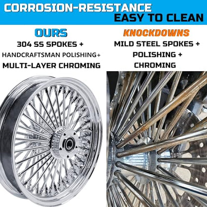FatFlex 16" Rear Wheel Chrome Fat Spokes 3.5" Rim - color: 16" x 3.5" Chrome+Chrome+Chrome