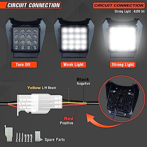 Dirt Bike Led Headlight Motorcycle 2020-2022 Enduro Headlight Kit for EXC EXCF SX SXF XC XCF XCW XCFW (White-Dual 16) - color: White Mask-Dual 16