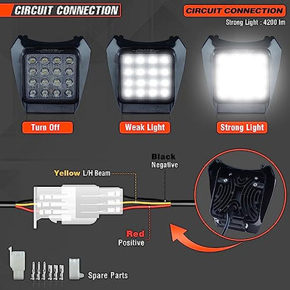 Dirt Bike Led Headlight Motorcycle 2020-2022 Enduro Headlight Kit for EXC EXCF SX SXF XC XCF XCW XCFW (White-Dual 16) - color: White Mask-Dual 16