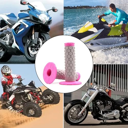 Bittwee 2PCS Motorcycle Hand Grip, 7/8'' 22mm 24mm Left Right Rubber Motorbike Pillow Thruster Grips, Anti-Slip Racing Handlebar Grips, Universal for Motocross Scooter Dirt Bike (Pink) - color: Pink