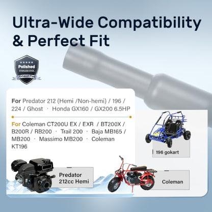 Black performance 212cc Mini Bike Exhaust Pipe With Female Thread - color: Black