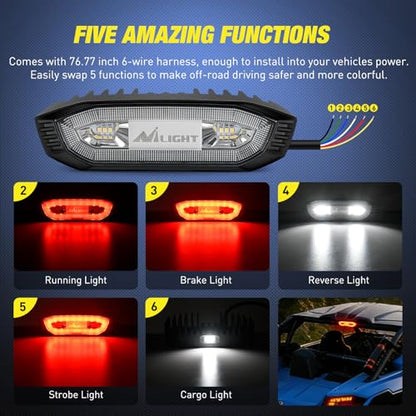 Nilight UTV LED Chase Brake Light Universal 1.75"-2.0" Roll Bar Mount - color: UTV LED Chase Brake Light 1PCS