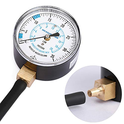 MEASUREMAN Natural Gas or LP Gas Manifold Pressure Test Kit, 0-35 "W.C., 1/4" NPT, 40" Length Hose