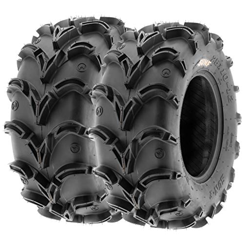 Pair of 2 SunF A050 AT 27x10-12 ATV UTV Deep Mud Terrain Tires, 6 PR, Tubeless - size: 27x10-12